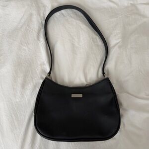 vintage 2000s navy blue liz claiborne leather shoulder purse